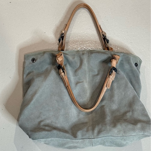 SOLD We The Free Free People Tote Bag backpack 100% cow leather cotton inter - Picture 2 of 16